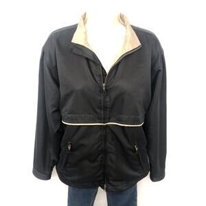 Cutter & Buck Black Tan Windbreaker Jacket Zip Front Durable Comfort Meets Style
